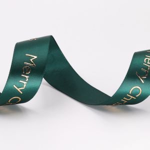 Factory Print Logo Dark Green Christmas Ribbon