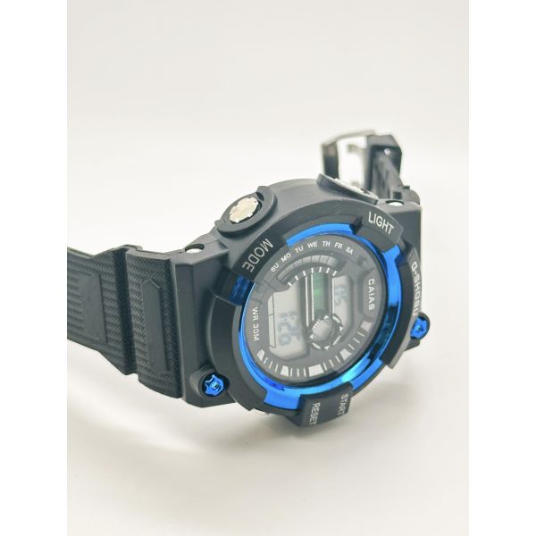 Sporty Black Dial Digital Watch with Silicone Band