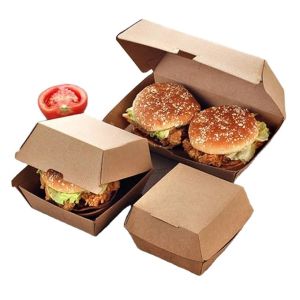 Varnishing Kraft Paper Burger And Chip Boxes Takeaway Takeout Packaging