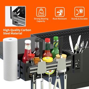 Handy BBQ Accessories Storage Caddy with Magnetic Tool Holder and Paper Towel