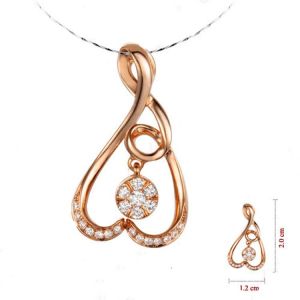 Trendy Rose Gold Heart Pendant with Diamonds for women (GND008)