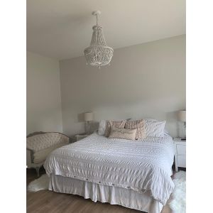 Vintage White Wood beaded chandelier for the kitchen foyer chandelier(WH-CI-149)