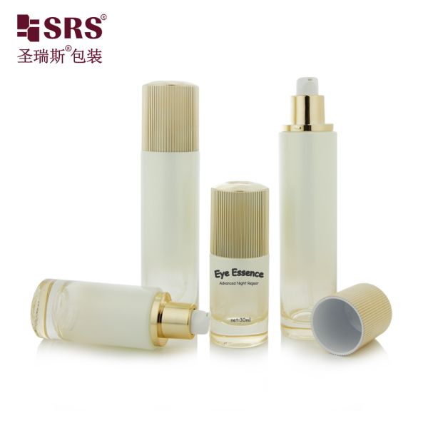 GL020 30ml 50ml 100ml 120ml Luxury Empty Transparent Glass Bottle With Lotion Pump For Cosmetic Cream