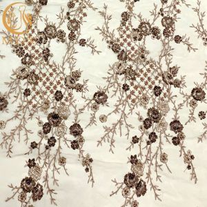 Embroidery Mesh 3D Beaded Lace Fabric French Style For Party Dress