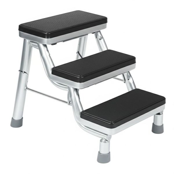 2 Steps Step Stool Durable Lightweight Foldable Design Non Slip Surface Home