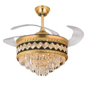 Wholesale Modern Black LED Chandelier Fan Light Retractable Remote Control