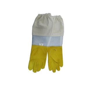Yellow safety gloves for beekeeping With White Ventilated Wrist