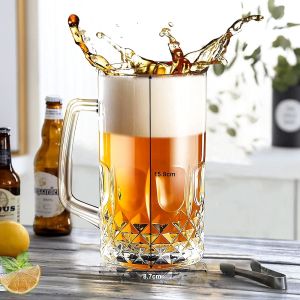 20OZ Glass Beer Mugs With Handles Dishwasher And Microwave Safe