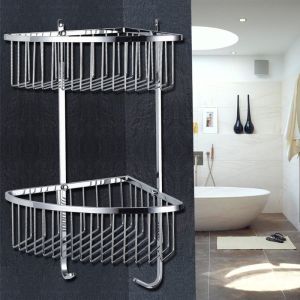 Shower Corner Basket Bathroom Items Satin Stainless Steel Finishing