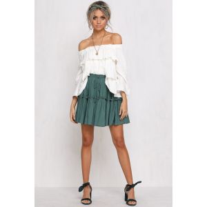 Womens Tops Blouses 2018 Off Shoulder Ruffle Top In White