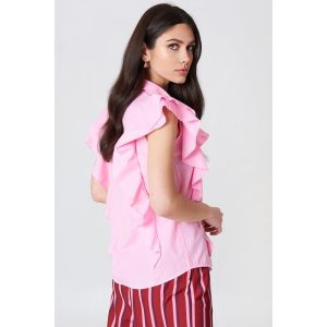 Lady Clothing Pink Frill Women Shirt