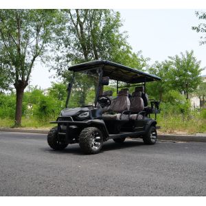 Luxury High-End Black 4+2 Seater Lithium Battery Off-Road Electric Golf Cart Supports Customization
