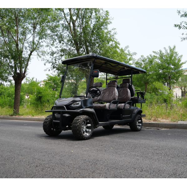 Luxury High-End Black 4+2 Seater Lithium Battery Off-Road Electric Golf Cart