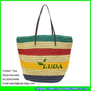 LUDA beautiful various design for wholesale paper straw crochet tote bag