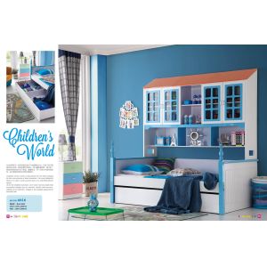 China children bunk bed with bookcase furniture,#6616 on sale