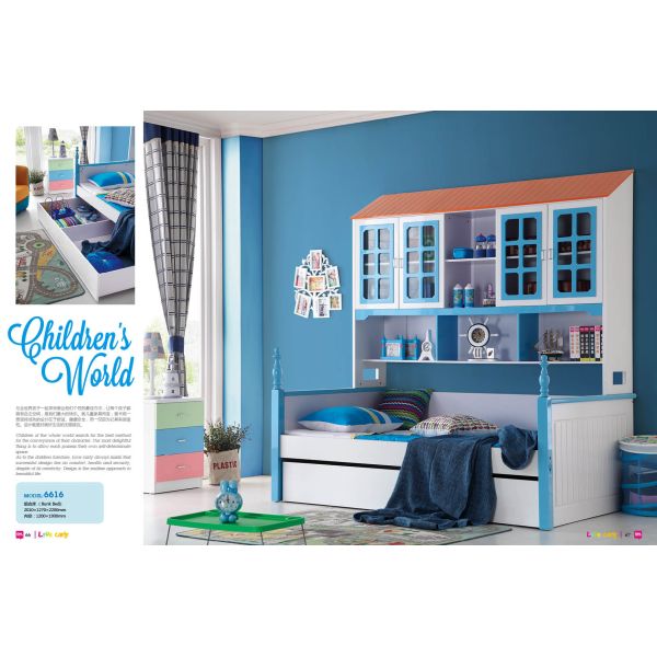 Buy children bunk bed with bookcase furniture,#6616 at wholesale prices