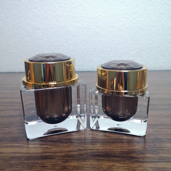 High quality 15g 30g 50g brown plastic PMMA acrylic glod plating cream jar