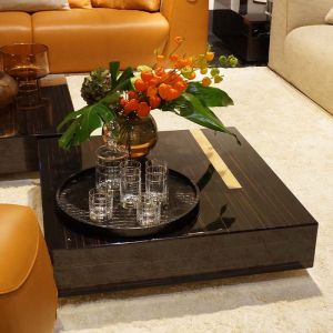 30cm Low Square Coffee Table 0.7m Plywood Ebony Stained