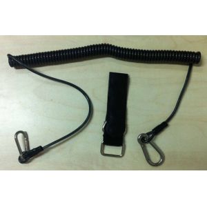 Quality High grade polyurethane cord black spiral coil w/long straight line&amp;snap hook at two ends for sale