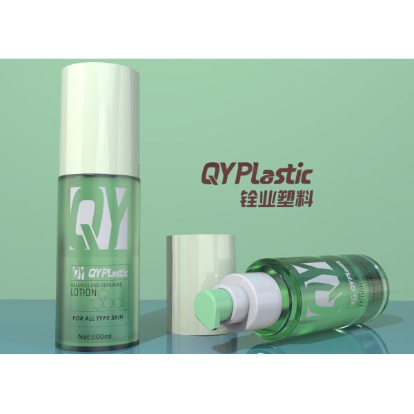 Buy Transparent Green Plastic Toner Bottle 50ml 100ml With Overcap Lotion Pump at wholesale prices