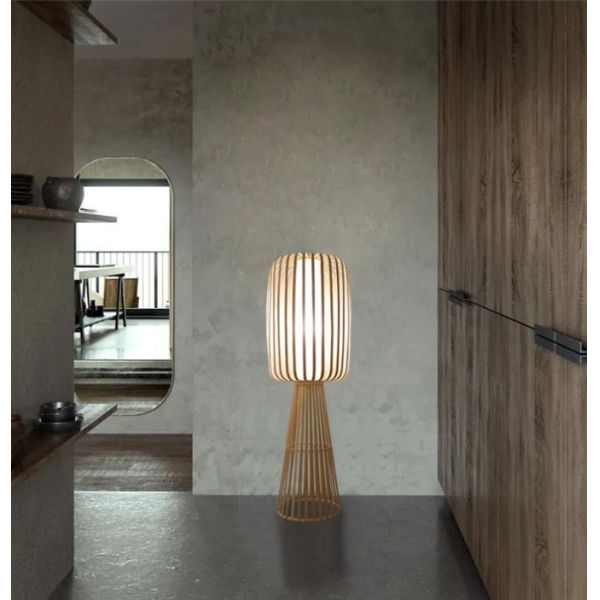 Bamboo Weaving Rattan Floor Lamp For Residential Teahouse Living Room