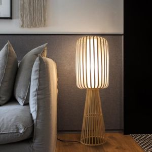 Bamboo Weaving Rattan Floor Lamp For Residential Teahouse Living Room