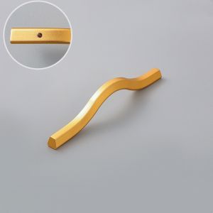 192mm Aluminum Alloy Furniture Wave Shape Handles Gold Black For Drawer