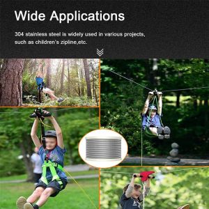 7x19 Construction 3/8" Wire Rope 9.5mm Zip Line Cable with High Tensile Strength