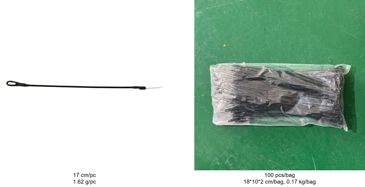 17cm Black Plastic Housing Wire Rope With 1 Ring And 1 Pin EAS Tag