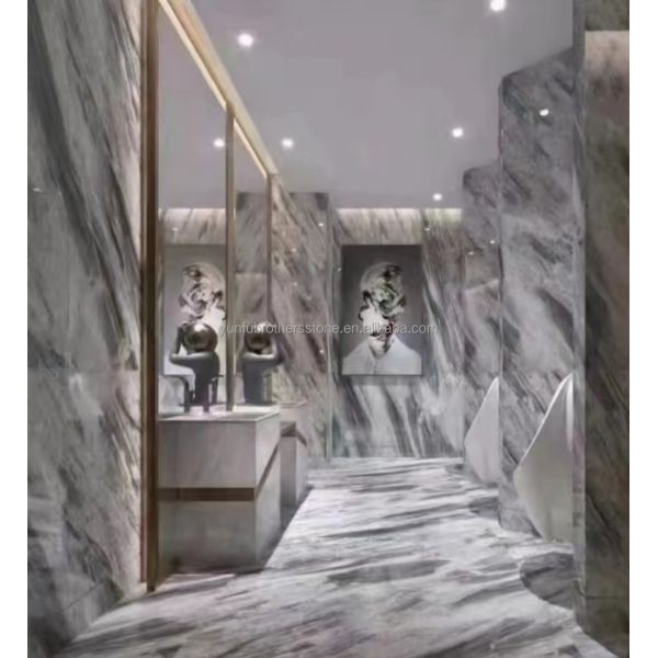 Hotel Interior Design Calcite Marble Step Floor and Stairs with Light in Florence Gray