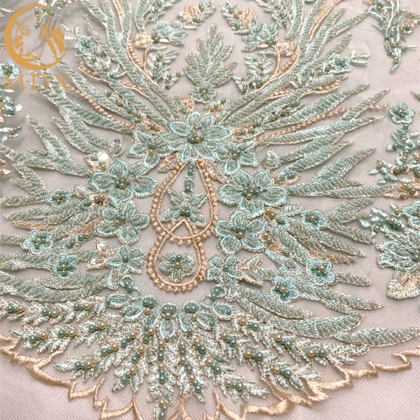 Fashion Luxury Beaded 3D Embroidery Lace Fabric For Clothing