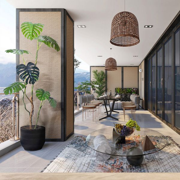 Handmade Plastic Artificial Monstera Plant Wind Resistance