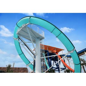 Transparent Customized Aqua Loop Fiberglass Water Slides Hot Galvanizing
