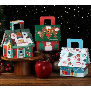Custom Apple Paper Gift Box For Christmas Eve With Handle And Festive Design