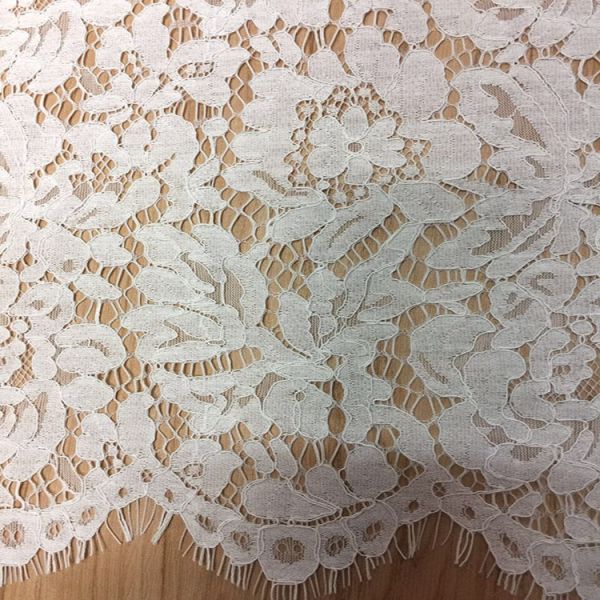 White Jacquard Eyelash Border Lace For Garment
