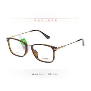 Gold Optical Parim Eyeglasses Frames With Plastic Metal Mixture Material