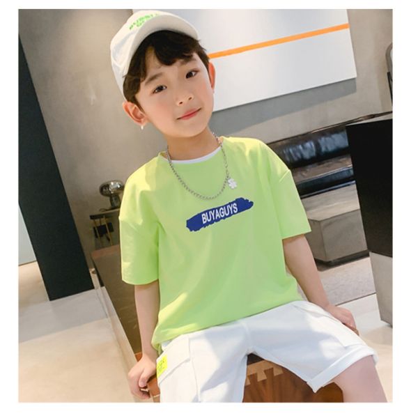New Children's Summer T-shirt pure cotton sports breathable cool short sleeved top is suitable for boys aged 4-15