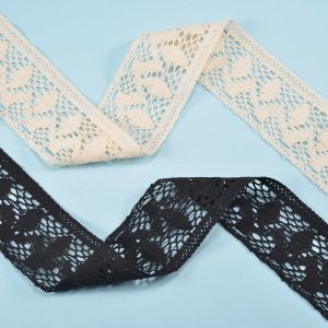 Black Cotton Embroidery Wedding Bridal Lace Fabric 5cm Width