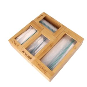 Kitchen Drawer Organizer -Made Natural Bamboo Ziplock Bag Baggie Storage and