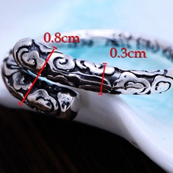 Retro Sterling Silver Ring Vintage Golden Cudgel Adjustable Band Ring(XH054454W)