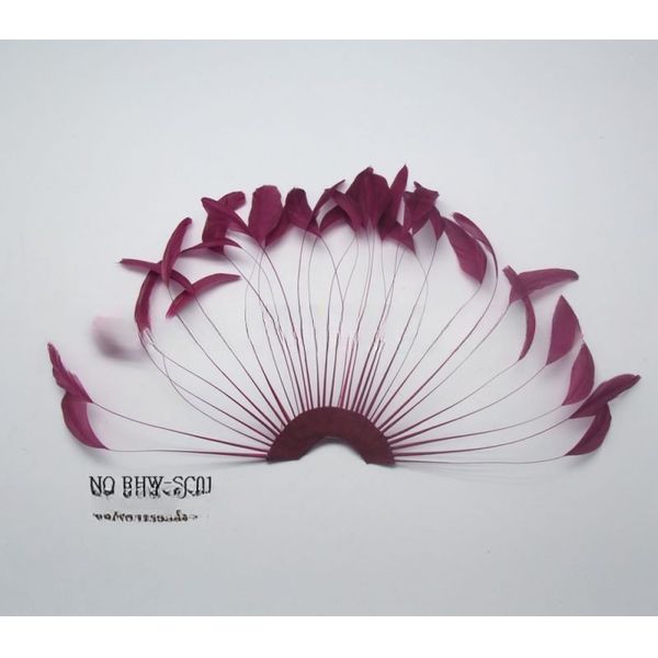 Dyed Pattern Party Decoration Stripped Coque Feather Flower Fan With Wire Accessory