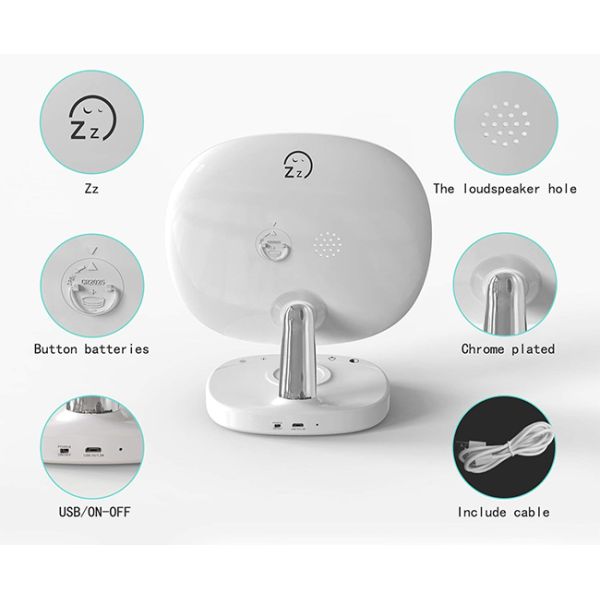 Morning Light Alarm Clock Qi Wireless Charger Makeup Mirror Led Desk Light