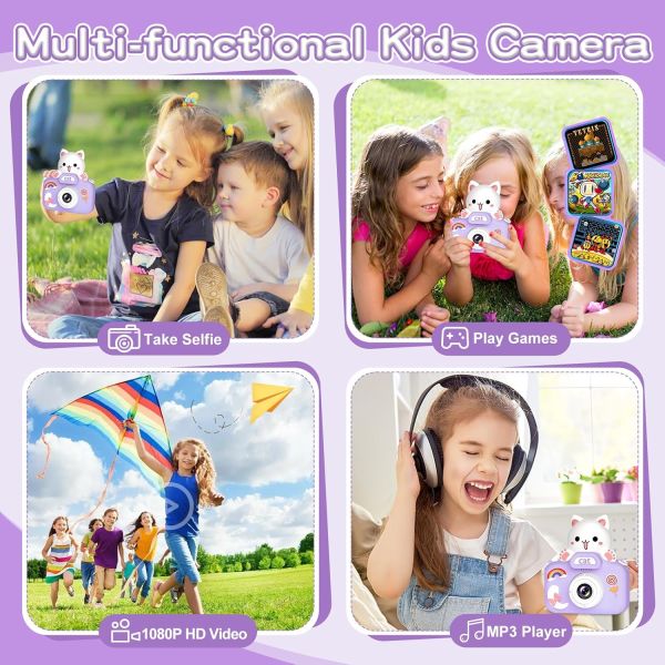 Front Rear Selfie Video Childrens Waterproof Camera Portable 1080P Full HD For Tweens