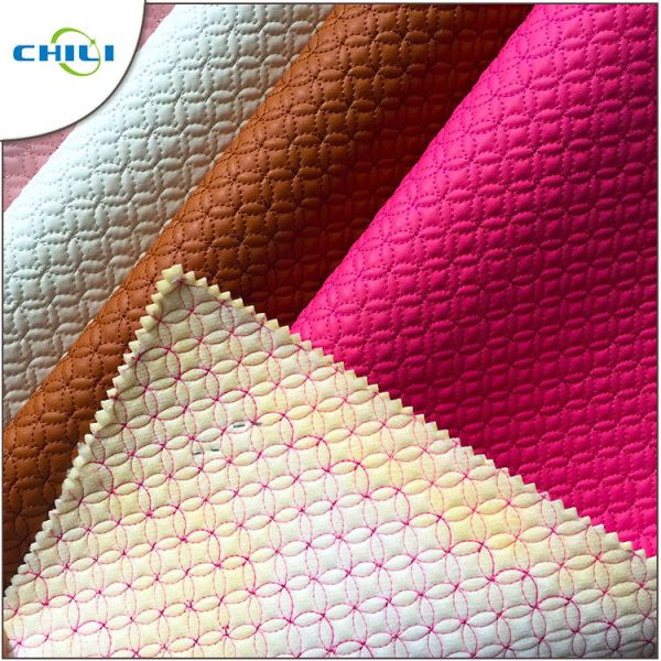 Buy Leatherette Quilted Vinyl Upholstery Fabric Recycled Non Harmful Material at wholesale prices