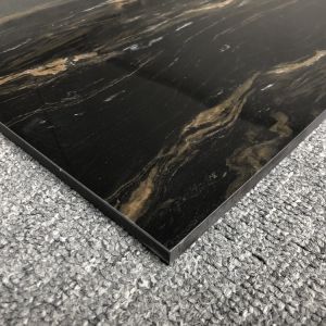 GLOSSY Black Gold Marble Ceramic 24x24 Square Tile for Outdoor and Indoor Luster