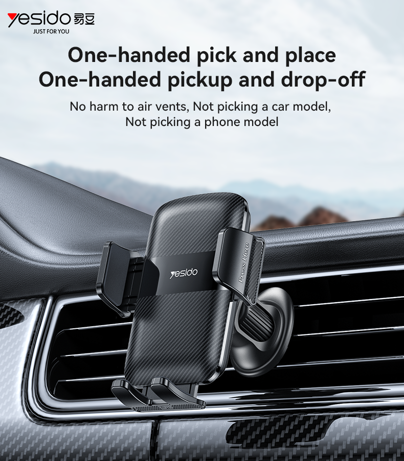 China Yesido C251 360 Free Rotation Air Vent Phone Holder with One-second Automatic Clamping for 4.8-7.2 Inch Mobile Phones and Stabilizing Three Points on sale