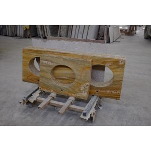 Customized Prefab Bathroom Countertops , Imperial Gold Premade Vanity Tops