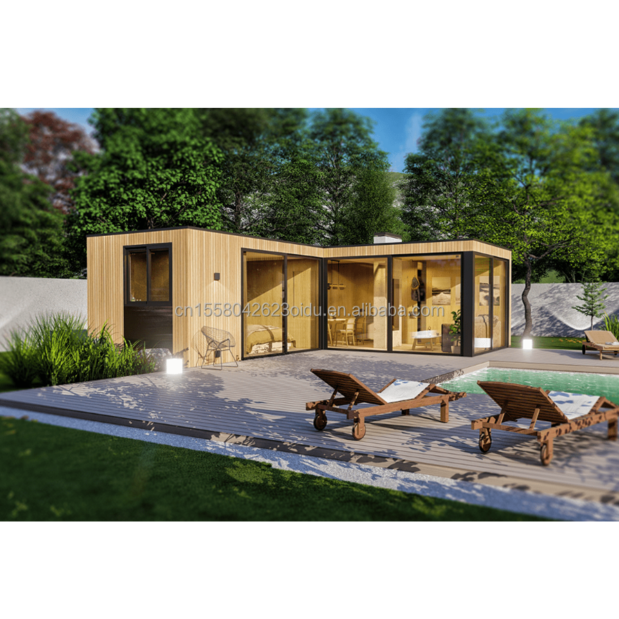 Steel Structure Wooden House Garden Bedroom Beach Scenery Characteristics Home Stay Hotel 20ft Wooden Container House