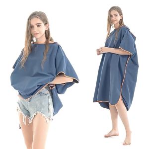 Custom Printing Microfiber Poncho Towel With Hood Quick Dry Beach Change Robe