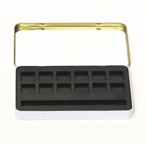 Hinged Rectangular Tin Box makeup tin holder / tin can with embossed logo